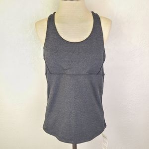 Oalka Gray Racerback Cross Strap Workout Tank Top